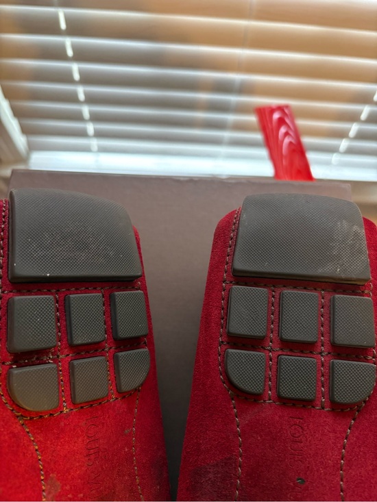 Louis Vuitton Red Suede LV-Buckle Driving Loafers main image 11